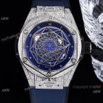 Swiss Quality Faux Hublot Big Bang Sang Bleu Iced Out Watch Citizen Automatic